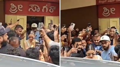 Anushka Sharma and Virat Kohli exiting the eatery in Bangalore. Anushka Sharma and Virat Kohli exiting the eatery in Bangalore.