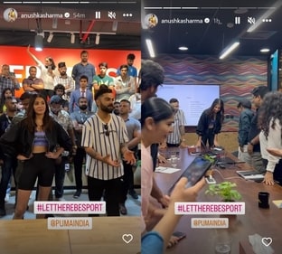 Anushka Sharma and Virat Kohli at an office. Anushka Sharma and Virat Kohli at an office.