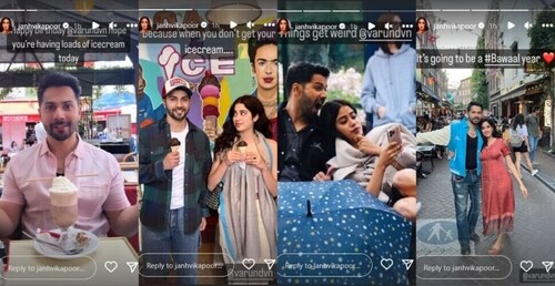 Janhvi Kapoor shared a photo of Varun sitting in front of a dessert.