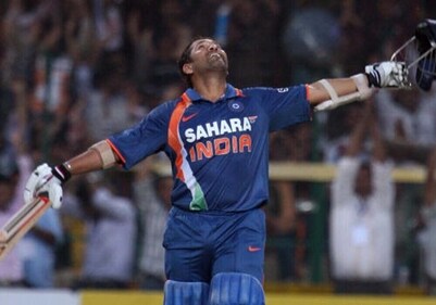 Sachin Tendulkar becomes the first man ever to score an ODI 200 (Getty) Sachin Tendulkar becomes the first man ever to score an ODI 200 (Getty)