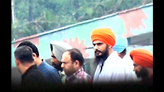 'Waris Punjab De' chief Amritpal Singh, who was arrested by the Punjab Police, was brought to Dibrugarh Jail, on Sunday. (ANI)