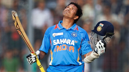 File photo of Sachin Tendulkar celebrating his 100th century (PTI)