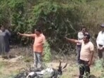 Uttar Pradesh Police team recreating scene of encounter of Asad Ahmad in Jhansi. 
