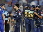 Gujarat Titans players celebrate their win against Mumbai Indians in the IPL 2023