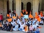 ABVP activists held protest at SPPU on Monday, ABVP activists held protest at SPPU on Monday,