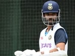 Ajinkya Rahane during nets session. Ajinkya Rahane during nets session.