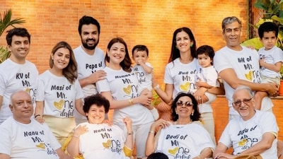 Kajal Aggarwal and Gautam Kitchlu had a cute photoshoot for their son Neil's first birthday.