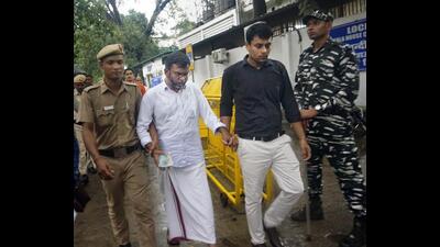A PFI member being produced to Patiala Court after a nationwide raid spearheaded by the NIA, in New Delhi in September 2022. (PTI)