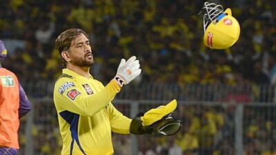 Chennai Super Kings skipper MS Dhoni during the match against Kolkata Knight Riders in the IPL 2023 at Eden Gardens in Kolkata on Sunday. (ANI) Chennai Super Kings skipper MS Dhoni during the match against Kolkata Knight Riders in the IPL 2023 at Eden Gardens in Kolkata on Sunday. (ANI)