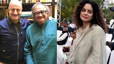 Anupam Kher and Kangana Ranaut paid tribute to Tarek Fatah. Anupam Kher and Kangana Ranaut paid tribute to Tarek Fatah.