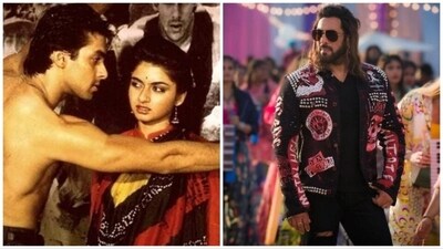 Bhagyashree with Salman Khan in Maine Pyar Kiya (left); Salman in Kisi Ka Bhai Kisi Ki Jaan.