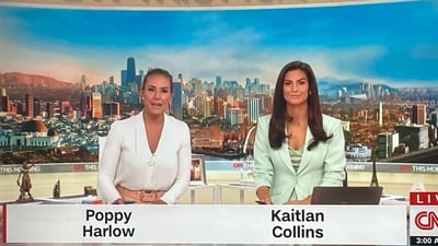 CNN's Poppy Harlow and Kaitlan Collins cheerfully bid farewell to Don Lemon CNN's Poppy Harlow and Kaitlan Collins cheerfully bid farewell to Don Lemon