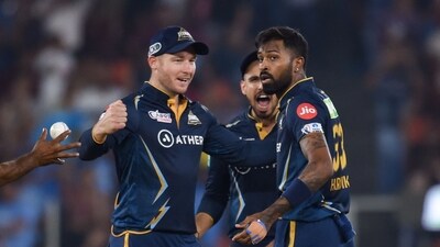 Gujarat, who had a fairytale debut season last year when they won the IPL, moved second in the table behind toppers and four-time winners Chennai Super Kings at the midway stage of the T20 tournament. (AFP) Gujarat, who had a fairytale debut season last year when they won the IPL, moved second in the table behind toppers and four-time winners Chennai Super Kings at the midway stage of the T20 tournament. (AFP)