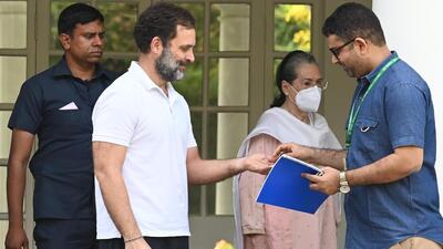 Congress leader Rahul Gandhi handed over keys to the 12 Tuglak Lane house allotted to him as an MP following his disqualification from the Lok Sabha on April 22 (HT File Photo/Vipin Kumar) Congress leader Rahul Gandhi handed over keys to the 12 Tuglak Lane house allotted to him as an MP following his disqualification from the Lok Sabha on April 22 (HT File Photo/Vipin Kumar)