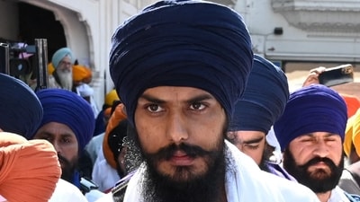 'Waris Punjab De' chief Amritpal Singh in Amritsar. (AFP file) 'Waris Punjab De' chief Amritpal Singh in Amritsar. (AFP file)