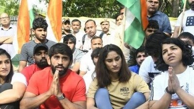 Indian wrestlers protest at Jantar Mantar against WFI chief (Twitter Photo) Indian wrestlers protest at Jantar Mantar against WFI chief (Twitter Photo)