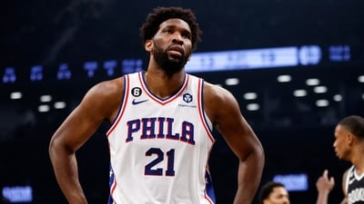 Joel Embiid #21 of the Philadelphia 76ers reacts against the Brooklyn Nets during the first half of Game Three of the Eastern Conference First Round Playoffs at Barclays Center. (Getty Images via AFP) Joel Embiid #21 of the Philadelphia 76ers reacts against the Brooklyn Nets during the first half of Game Three of the Eastern Conference First Round Playoffs at Barclays Center. (Getty Images via AFP)