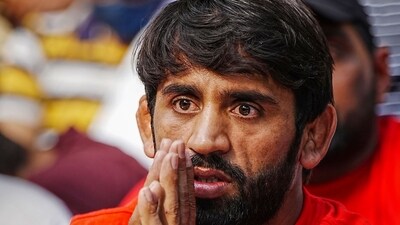 Wrestler Bajrang Punia during a press conference regarding wrestlers' protest at Jantar Mantar, in New Delhi, on Sunday, (PTI) Wrestler Bajrang Punia during a press conference regarding wrestlers' protest at Jantar Mantar, in New Delhi, on Sunday, (PTI)