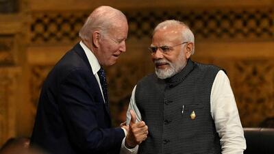 President of the US Joe Biden (left) speaks with Prime Minister of India Narendra Modi at the G20 Summit opening session in Nusa Dua, Bali, Indonesia, on November 15, 2022. (REUTERS) President of the US Joe Biden (left) speaks with Prime Minister of India Narendra Modi at the G20 Summit opening session in Nusa Dua, Bali, Indonesia, on November 15, 2022. (REUTERS)