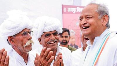 Rajasthan chief minister Ashok Gehlot at a function in Jaipur on Monday. (Twitter)
