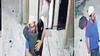 Screen grabs of CCTV footage of Akhlaq’s house showing Guddu Muslim being greeted by the former. (Sourced)