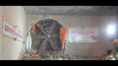 TBM Yamuna emerging at the Agra Fort Metro Station in Agra recently (HT Photo) TBM Yamuna emerging at the Agra Fort Metro Station in Agra recently (HT Photo)