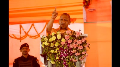 UP Chief Minister Yogi Adityanath addresses a public meeting in Unnao, Tuesday. (PTI) UP Chief Minister Yogi Adityanath addresses a public meeting in Unnao, Tuesday. (PTI)