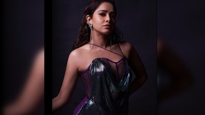 Nushrratt Bharuccha's Ciara corset omber chainmail dress with a train is from the shelves of the label Anaya. (Instagram/@nushrrattbharuccha) Nushrratt Bharuccha's Ciara corset omber chainmail dress with a train is from the shelves of the label Anaya. (Instagram/@nushrrattbharuccha)