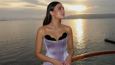 Tania Shroff, who is the daughter of Industrialist Jaidev Shroff, wore a purple gown for the wedding. Tania Shroff, who is the daughter of Industrialist Jaidev Shroff, wore a purple gown for the wedding.