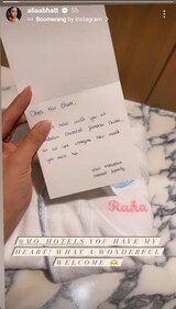 Alia Bhatt shared details of the welcome gift given to her by a Dubai hotel. Alia Bhatt shared details of the welcome gift given to her by a Dubai hotel.