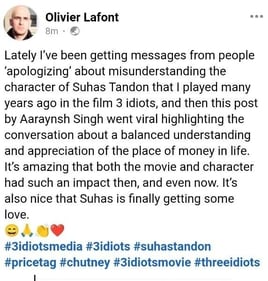 A screnshot of Olivier's post.