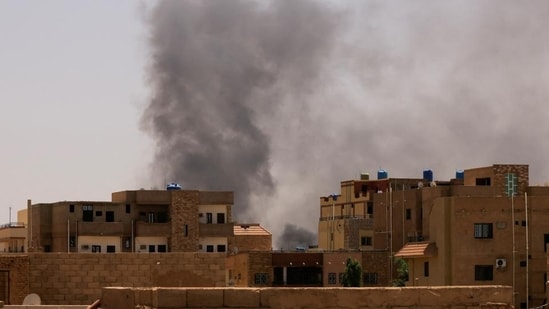 Sudan crisis: Smoke is seen rising from buildings during clashes in Khartoum ,Sudan. (File/ HT_PRINT)