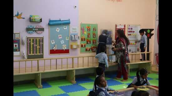 Overall, 15,531 students have enrolled for all three pre-primary classes – pre-nursery, nursery and balvatika – at Chandigarh’s government schools for this year’s academic session. (HT Photo)