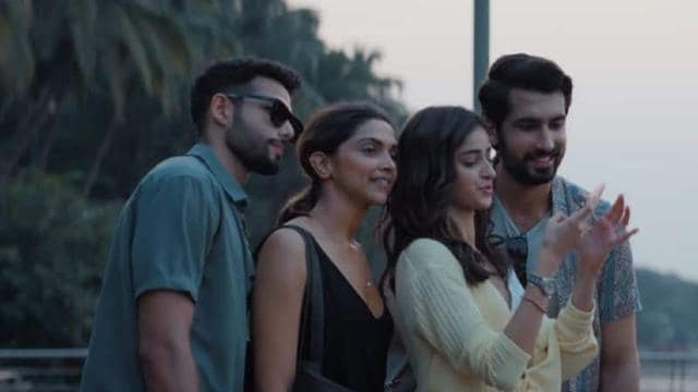 Siddhanth Chaturvedi, Deepika Padukone, Ananya Pandey and Dhairya Karwa (Film still from Gehraiyaan) Siddhanth Chaturvedi, Deepika Padukone, Ananya Pandey and Dhairya Karwa (Film still from Gehraiyaan)