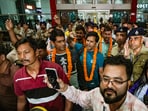 Indian nationals evacuated from violence-hit Sudan under Operation Kaveri on their arrival at the IGI Airport in New Delhi. Indian nationals evacuated from violence-hit Sudan under Operation Kaveri on their arrival at the IGI Airport in New Delhi.