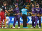 Kolkata Knight Riders players celebrate their win over RCB in the the IPL 2023 cricket match Kolkata Knight Riders players celebrate their win over RCB in the the IPL 2023 cricket match