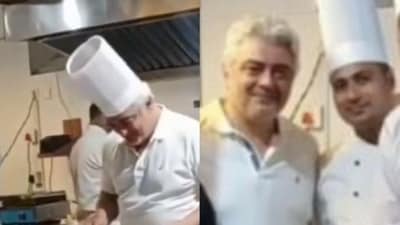 Ajith Kumar turned chef at a local restaurant. Ajith Kumar turned chef at a local restaurant.