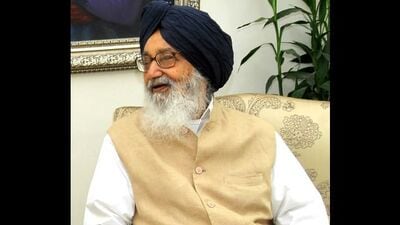 Badal, who served as Punjab’s chief minister five times, passed away on Tuesday after a prolonged illness. (HT File Photo) Badal, who served as Punjab’s chief minister five times, passed away on Tuesday after a prolonged illness. (HT File Photo)