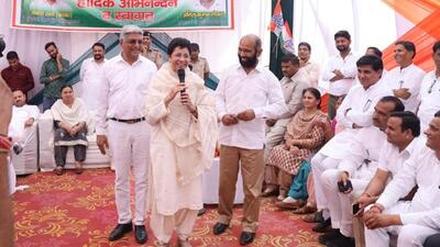 Former Haryana Congress President Kumari Selja during her address at “Hath se Hath jodo” program in Yamunanagar. Later she addressed the press conference. (HT Photo) Former Haryana Congress President Kumari Selja during her address at “Hath se Hath jodo” program in Yamunanagar. Later she addressed the press conference. (HT Photo)