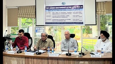 IDC Chandigarh director Pramod Kumar and sociologist Dipankar Gupta (right) during a seminar on Wednesday. (HT Photo) IDC Chandigarh director Pramod Kumar and sociologist Dipankar Gupta (right) during a seminar on Wednesday. (HT Photo)