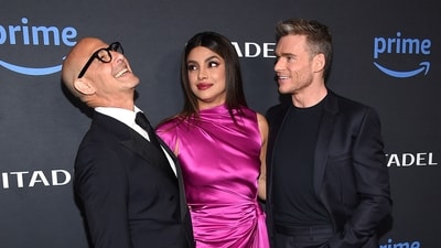 Priyanka also had co-stars Stanley Tucci and Richard Madden enthralled with her wit at the event. (AFP) Priyanka also had co-stars Stanley Tucci and Richard Madden enthralled with her wit at the event. (AFP)