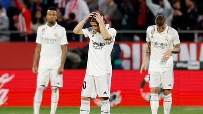 Soccer Football - LaLiga - Girona v Real Madrid - Estadi Montilivi, Girona, Spain - April 25, 2023 Real Madrid's Luka Modric looks dejected after Girona score their third goal REUTERS/Albert Gea (REUTERS)