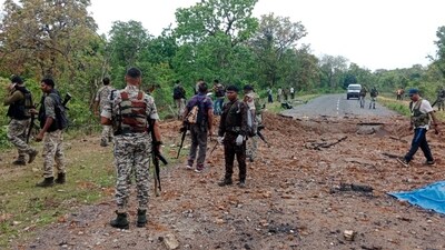 The blast was carried out when the team was returning after anti-Naxalite operation. The blast was carried out when the team was returning after anti-Naxalite operation.