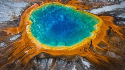 Grand Prismatic Spring, Yellowstone National Park, USA: This hot spring is the largest in the United States and has vibrant colours ranging from blue to orange, making it look almost like a painting. (Unsplash) Grand Prismatic Spring, Yellowstone National Park, USA: This hot spring is the largest in the United States and has vibrant colours ranging from blue to orange, making it look almost like a painting. (Unsplash)