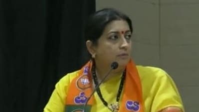 Union minister Smriti Irani at Dharwad in Karnataka on Tuesday.