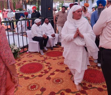 Former SGPC president Jagir Kaur arriving at the SAD headquarters in Chandigarh. (Ravi Kumar/HT)