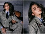 Alia Bhatt recently stepped out to attend an award show in her best boss lady avatar. For the glam night, the actor donned a grey checkered tailored pantsuit.&nbsp;