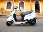 The TVS iQube is a green, high-tech, and practical urban e-scooter. The TVS iQube is a green, high-tech, and practical urban e-scooter.