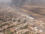 Smoke rises over the city as army and paramilitaries clash in power struggle, in Khartoum, Sudan,