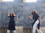 Woman dances to Kajra Re. Woman dances to Kajra Re.